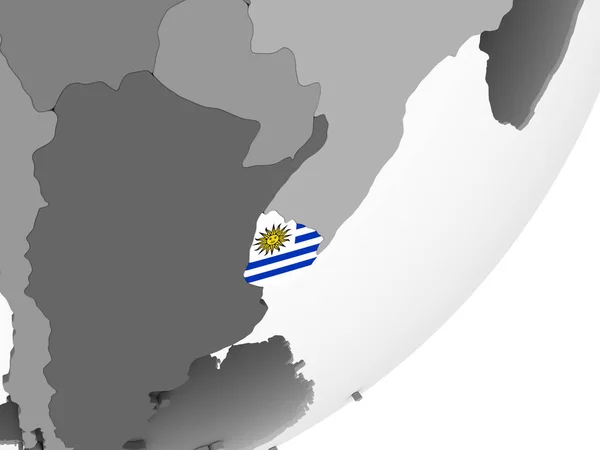 Uruguay Gray Political Globe Embedded Flag Illustration — Stock Photo, Image