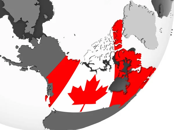 Canada Gray Political Globe Embedded Flag Illustration — Stock Photo, Image