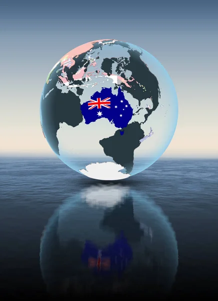 Австралія Політичні Земної Кулі Плавають Над Водою Ілюстрація — стокове фото