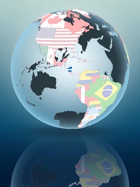 Nicaragua Political Globe Reflecting Shiny Surface Illustration — Stock Photo, Image