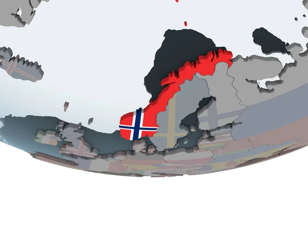 Noruega Mundo Político Con Bandera Incrustada Ilustración — Foto de Stock