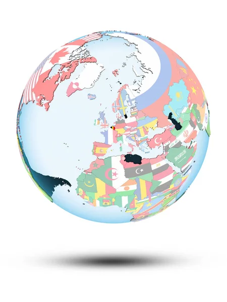 Belçika Beyaz Arka Plan Üzerinde Izole Gölge Ile Siyasi Dünya — Stok fotoğraf