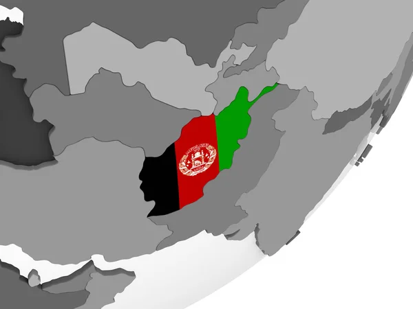 Afghánistán Šedé Politické Globe Vloženými Vlajky Obrázek — Stock fotografie