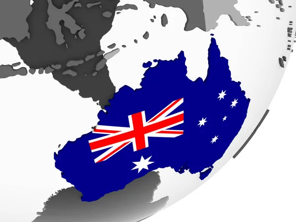 Αυστραλία Γκρι Πολιτικό Πλανήτη Ενσωματωμένο Σημαία Απεικόνιση — Φωτογραφία Αρχείου