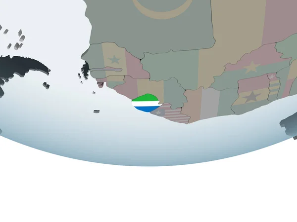 Sierra Leone Sul Globo Politico Con Bandiera Incorporata Illustrazione — Foto Stock