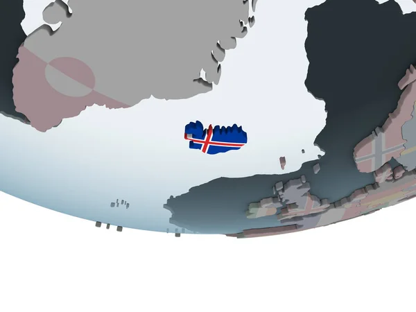 Island Politické Globe Vloženými Vlajky Obrázek — Stock fotografie