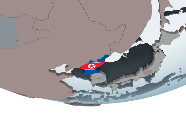 임베디드 플래그와 세계에 북한입니다 일러스트 — 스톡 사진