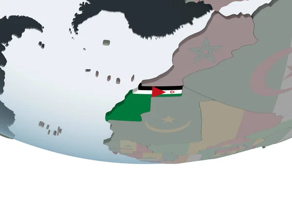 Sahara Occidentale Sul Globo Politico Con Bandiera Incorporata Illustrazione — Foto Stock