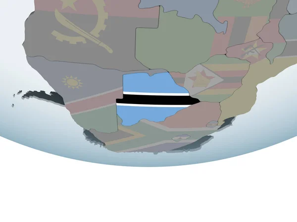 Botswana Politieke Wereldbol Met Ingesloten Vlag Illustratie — Stockfoto