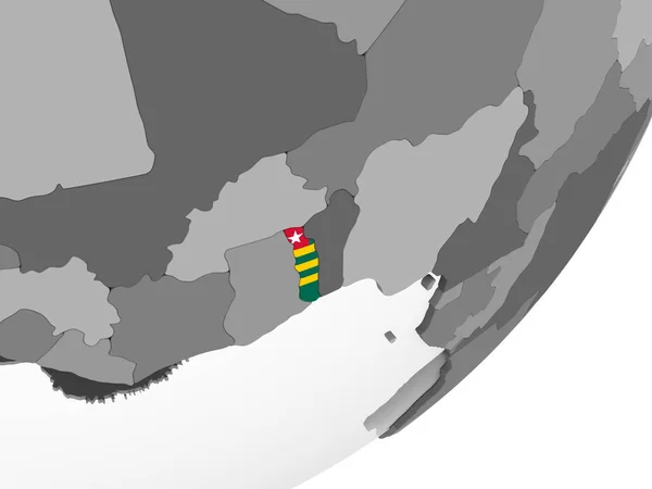Togo Szürke Politikai Globe Beágyazott Zászló Illusztráció — Stock Fotó