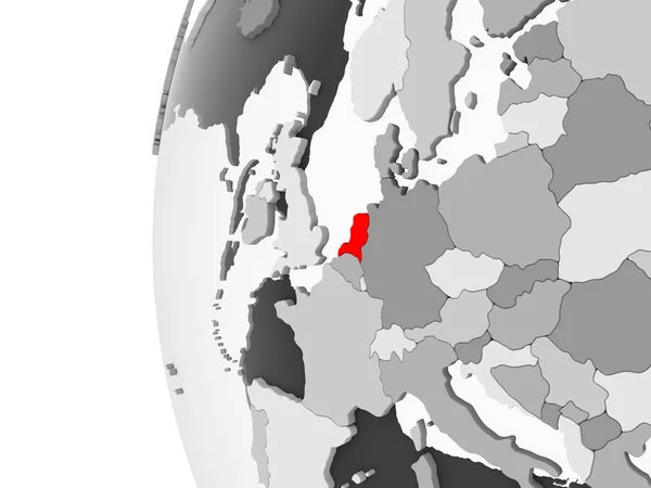 Hollanda Vurgulanan Gri Şeffaf Okyanuslar Ile Siyasi Dünya Modeli Çizim — Stok fotoğraf