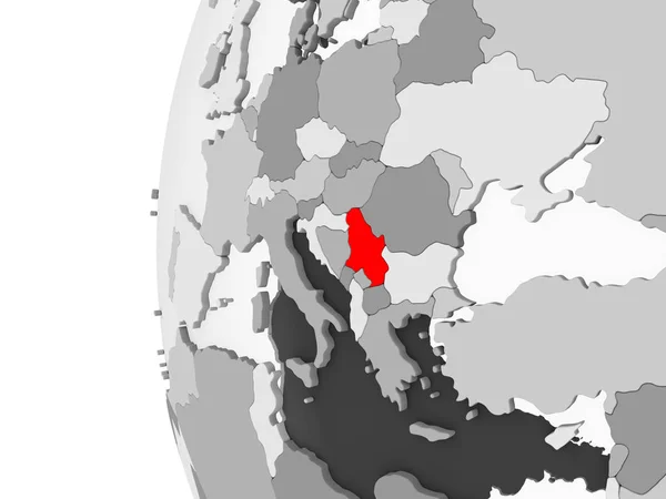 セルビアは 灰色で強調表示されます透明な海と政治の世界の モデル イラストレーション — ストック写真