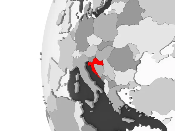Хорватія Виділені Сірий Моделі Політичних Глобусом Допомогою Прозорих Океанів Ілюстрація — стокове фото