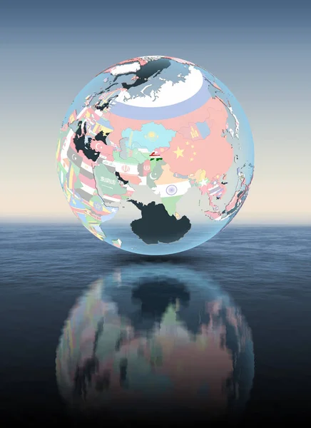 Tajikistan Political Globe Floating Water Illustration — Stock Photo, Image