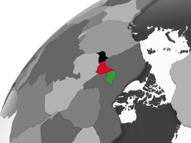 Malavi katıştırılmış bayrak ile gri siyasi dünya üzerinde. 3D çizim.