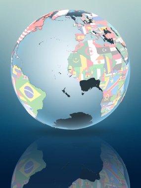 Gambiya parlak yüzeye yansıtan siyasi dünya üzerinde. 3D çizim.