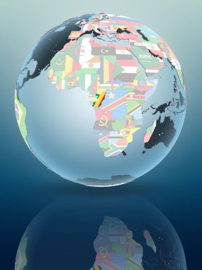 Kongo parlak yüzeye yansıtan siyasi dünya üzerinde. 3D çizim.