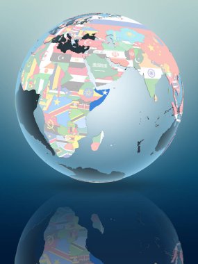 Somali parlak yüzeye yansıtan siyasi dünya üzerinde. 3D çizim.