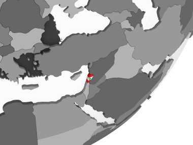 Lübnan katıştırılmış bayrak ile gri siyasi dünya üzerinde. 3D çizim.