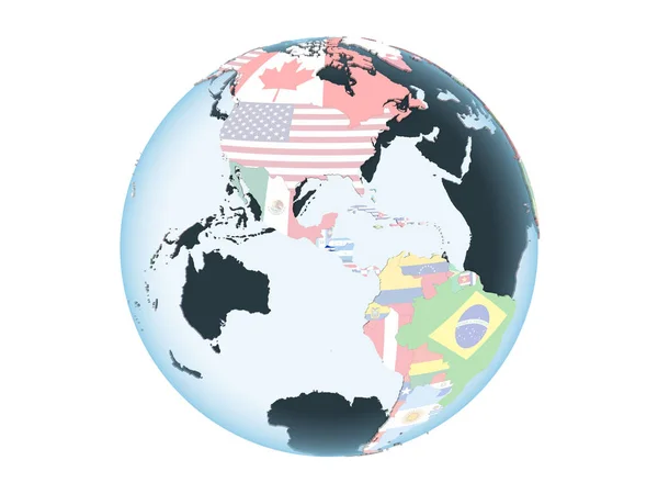 Salvador Bright Political Globe Embedded Flag Illustration Isolated White Background — Stock Photo, Image