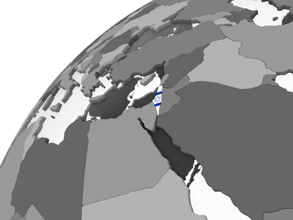 Israel Grå Politiska Jordglob Med Inbäddade Flagga Illustration — Stockfoto