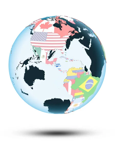 Гондурас Политическом Глобусе Тенью Изолированы Белом Фоне Иллюстрация — стоковое фото