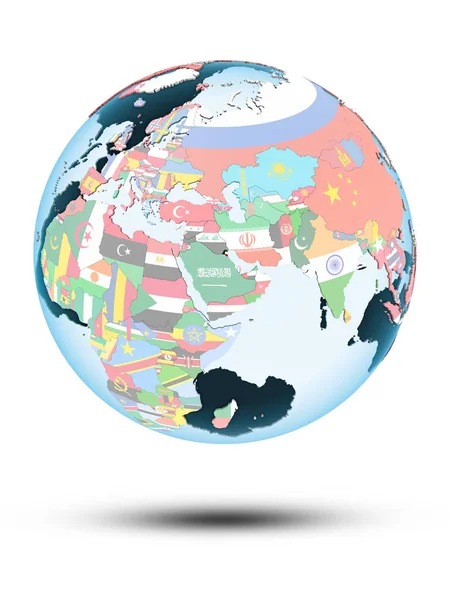 Kuvajt Politické Globe Stínem Izolovaných Bílém Pozadí Obrázek — Stock fotografie