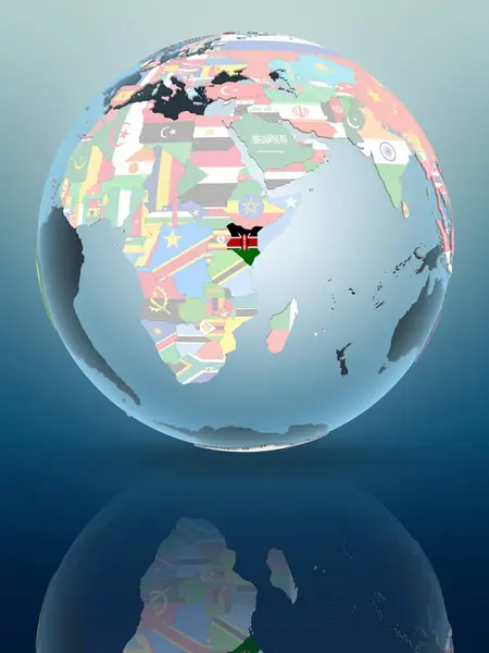 Kenya Political Globe Reflecting Shiny Surface Illustration — Stock Photo, Image