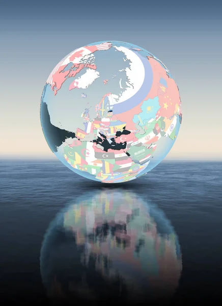 Эстония Политическом Глобусе Плавающем Над Водой Иллюстрация — стоковое фото