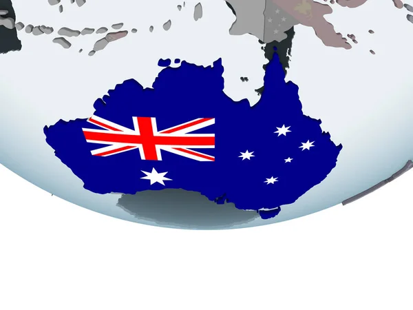 Australia Sul Globo Politico Con Bandiera Incorporata Illustrazione — Foto Stock