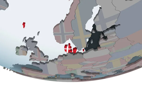 埋め込みフラグと政治の世界でデンマーク イラストレーション — ストック写真