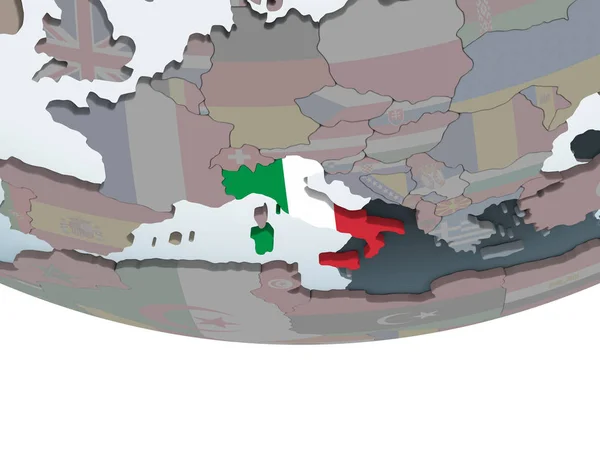 Italien Politiska Jordglob Med Inbäddade Flagga Illustration — Stockfoto