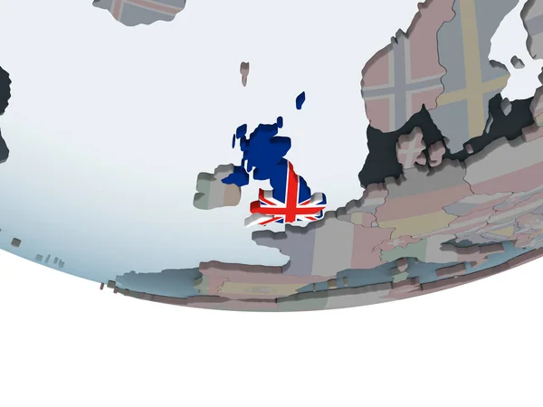 Reino Unido Mundo Político Con Bandera Incrustada Ilustración — Foto de Stock