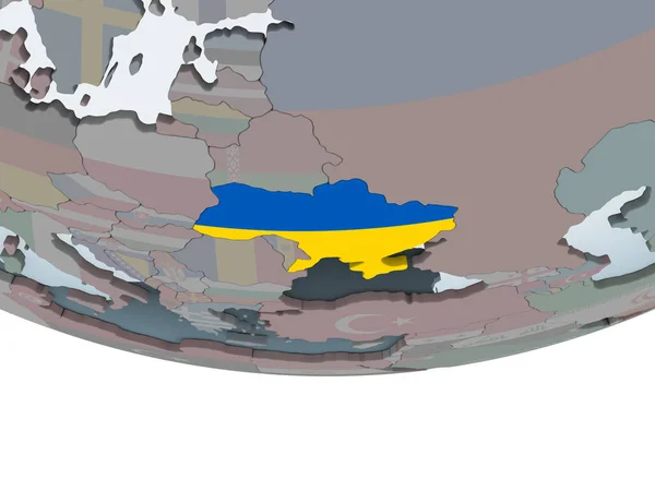 Ukraine Political Globe Embedded Flag Illustration — Stock Photo, Image