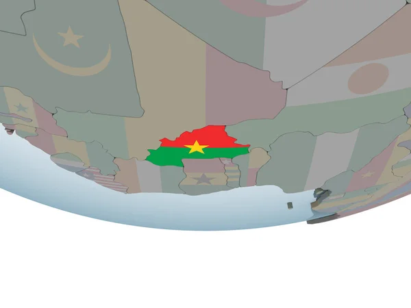 Burkina Faso Political Globe Embedded Flag Illustration — Stock Photo, Image