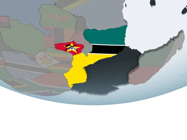 Mozambik Katıştırılmış Bayrak Ile Siyasi Dünya Üzerinde Çizim — Stok fotoğraf