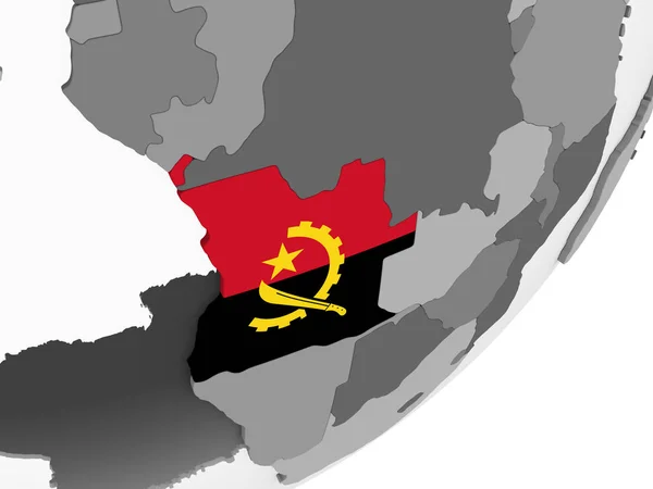 Ангола Сірий Політичних Глобусом Допомогою Вбудованих Прапор Ілюстрація — стокове фото