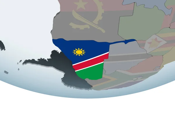 Namibia Auf Politischem Globus Mit Eingebetteter Flagge Illustration — Stockfoto