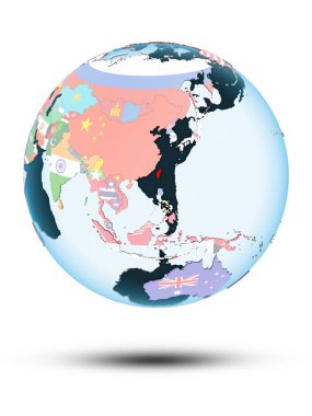 Tayvan beyaz arka plan üzerinde izole gölge ile siyasi dünya üzerinde. 3D çizim.