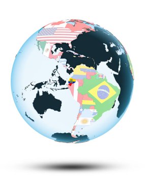 Beyaz arka plan üzerinde izole gölge ile siyasi dünya üzerinde Ekvador. 3D çizim.