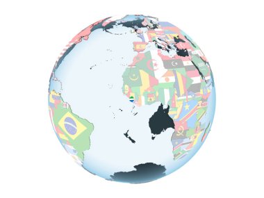 Sierra Leone katıştırılmış bayrak ile parlak siyasi dünya üzerinde. 3d illüstrasyon izole beyaz arka plan üzerinde.