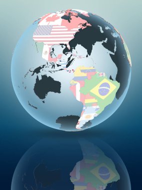 Panama parlak yüzeye yansıtan siyasi dünya üzerinde. 3D çizim.