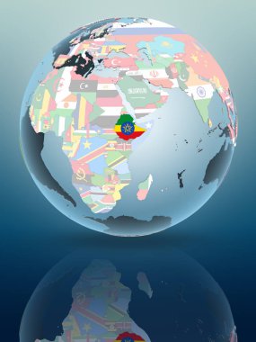 Etiyopya parlak yüzeye yansıtan siyasi dünya üzerinde. 3D çizim.