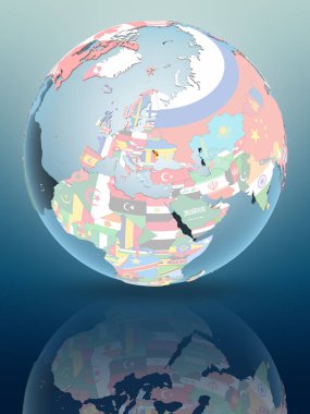 Moldova siyasi dünya parlak yüzeye yansıtan üzerinde. 3D çizim.