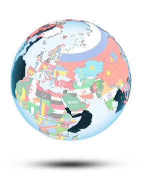 Beyaz arka plan üzerinde izole gölge ile siyasi dünya üzerinde Georgia. 3D çizim.