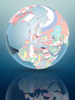 Çek Cumhuriyeti siyasi dünya parlak yüzeye yansıtan üzerinde. 3D çizim.