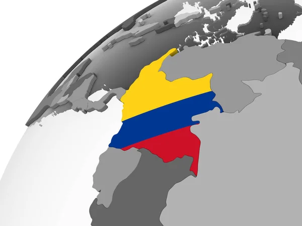 Колумбія Сірий Політичних Глобусом Допомогою Вбудованих Прапор Ілюстрація — стокове фото