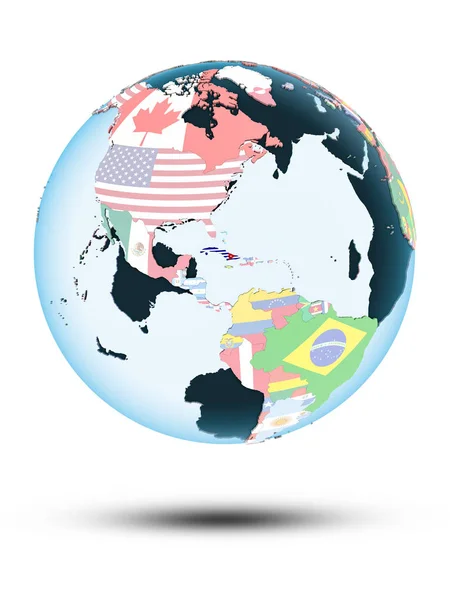 Куба Политическом Глобусе Тенью Изолированы Белом Фоне Иллюстрация — стоковое фото