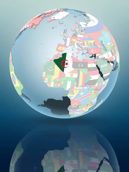 Алжир Політичні Земної Кулі Розмірковуючи Про Блискучі Поверхні Ілюстрація — стокове фото