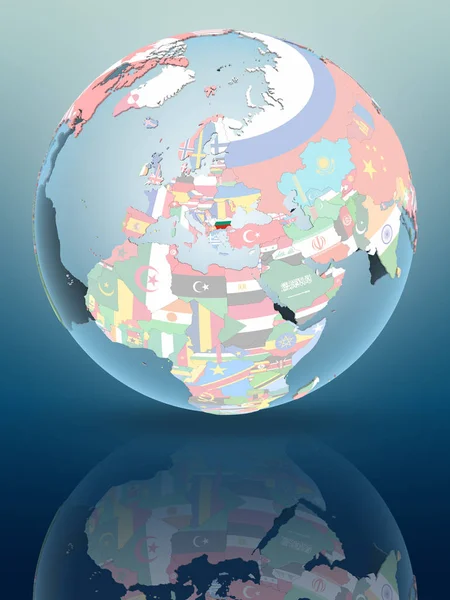 Bulgaria Political Globe Reflecting Shiny Surface Illustration — Stock Photo, Image